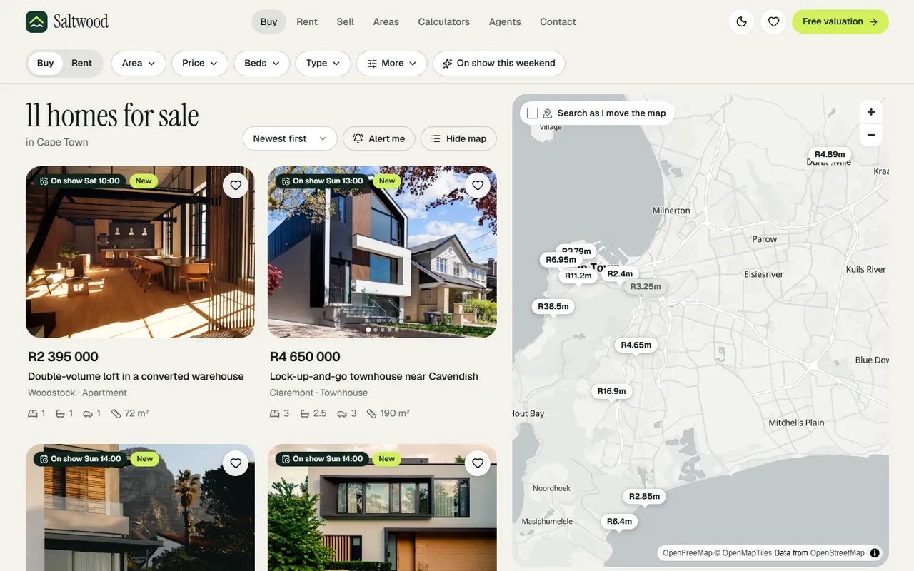 Saltwood Property Co. website, Buy page